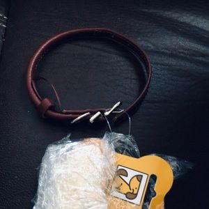 New brown rolled leather collar 8 Inch dog